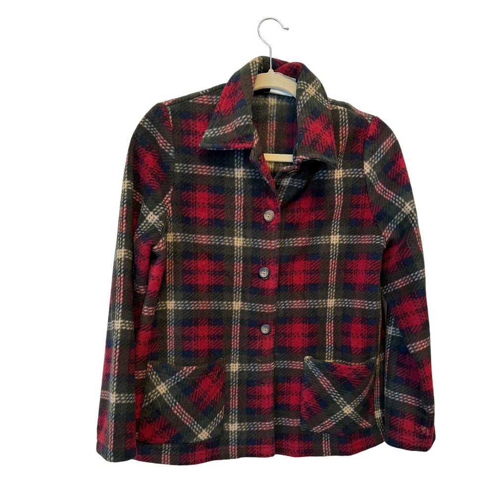 Vintage‎ 90s Zoe Plaid Fleece Jacket Made in Canada Cottagecore Cozy Small